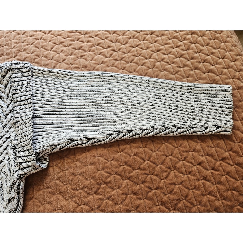 NWT DKNY Jeans Black White Knit Long Sleeve Chevron Zig Zag Pattern Sweater, +3X - Picture 5 of 7